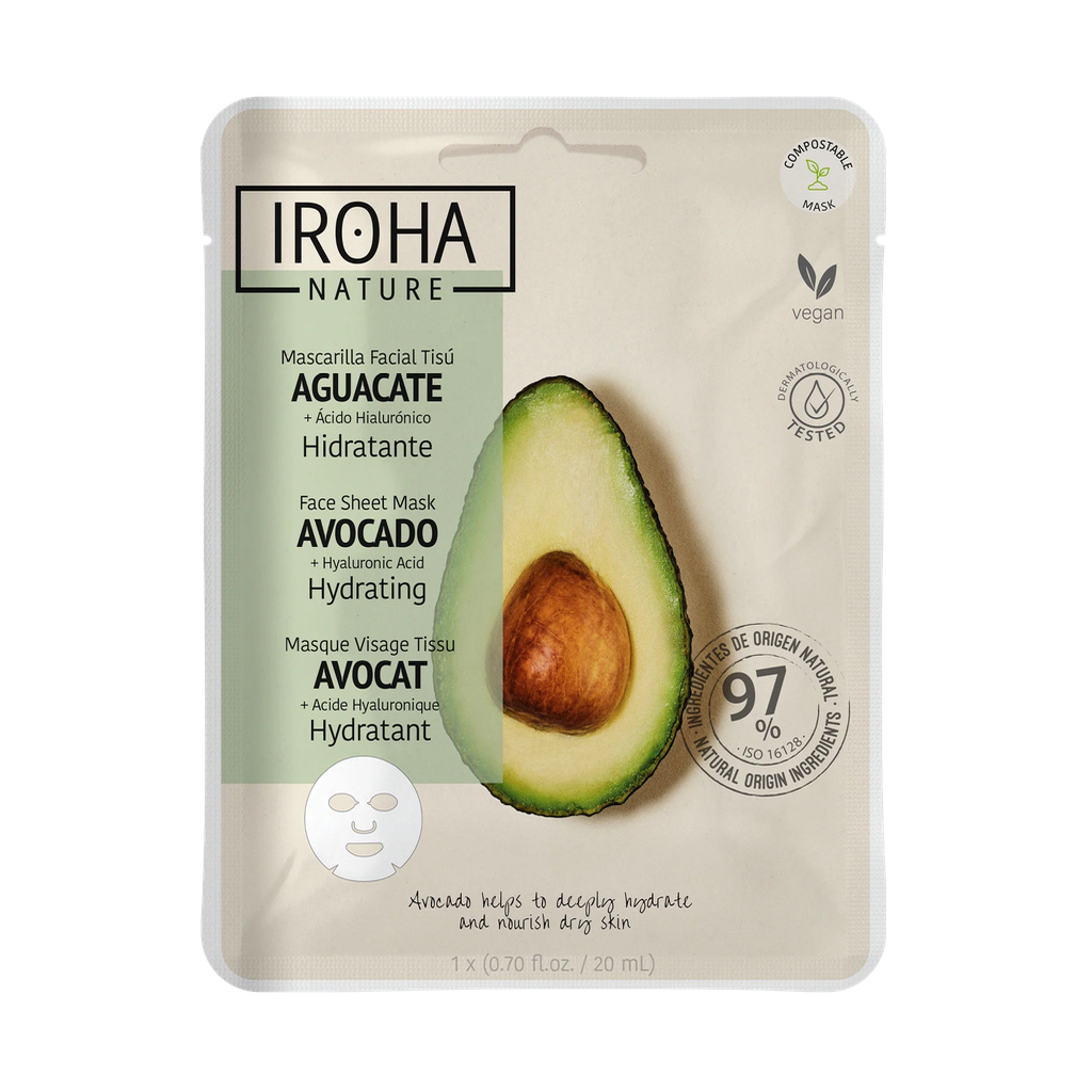 Mascarilla Tisú Aguacate + Ácido Hialurónico Iroha Nature
