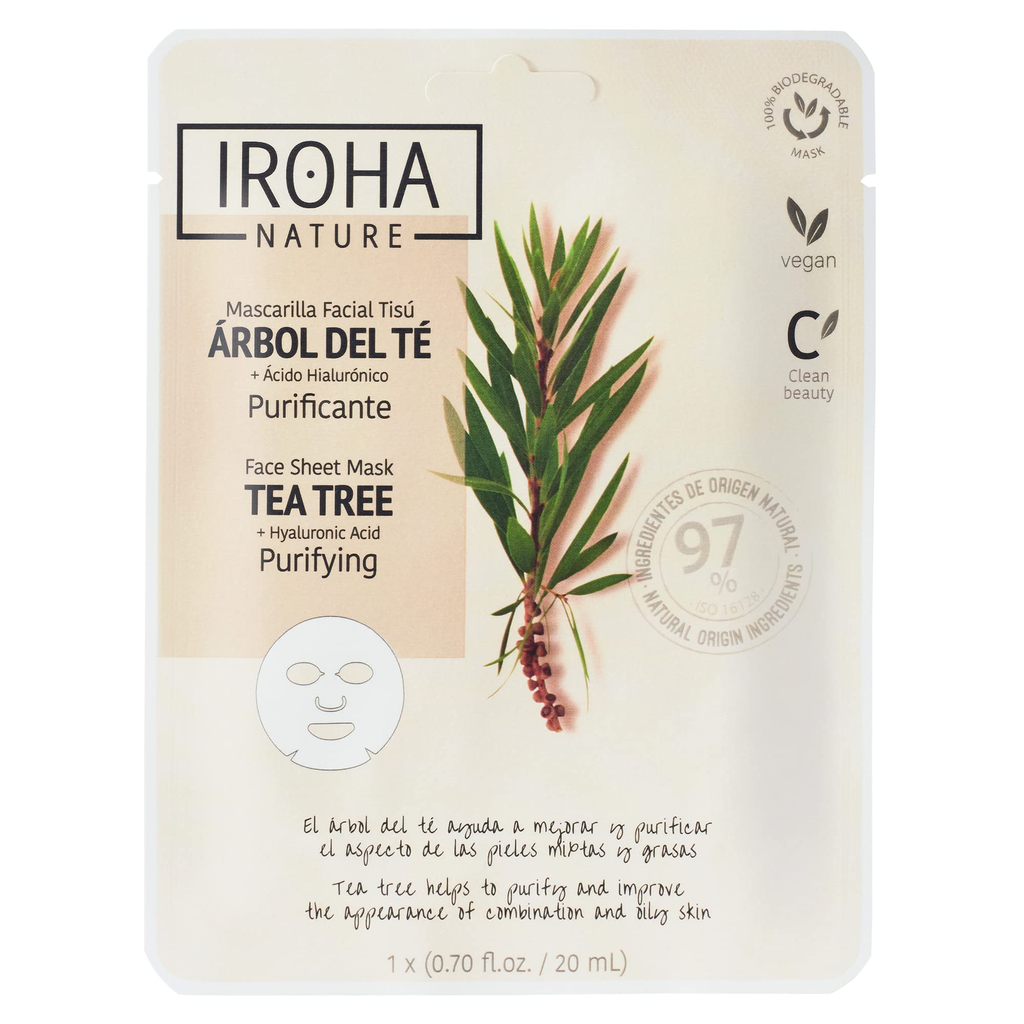Mascarilla Tisú Árbol del Té + Ácido Hialurónico Iroha Nature