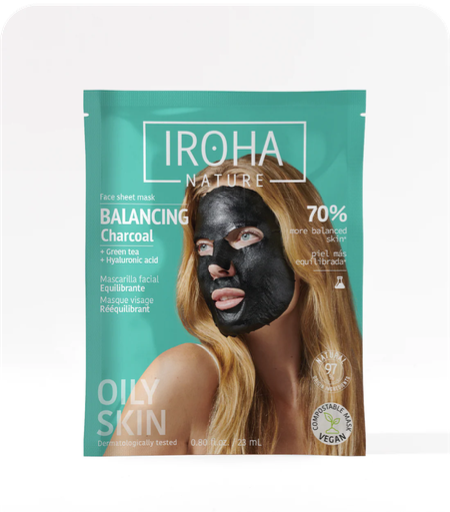 Mascarilla Facial Detox Charcoal (Tisú Negro) Iroha Nature