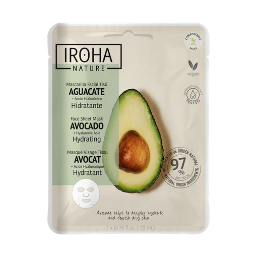 Mascarilla Tisú Aguacate + Ácido Hialurónico Iroha Nature
