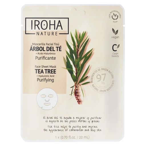 Mascarilla Tisú Árbol del Té + Ácido Hialurónico Iroha Nature