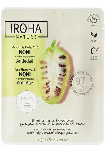 Mascarilla Tisú Noni + Ácido Hialurónico Iroha Nature
