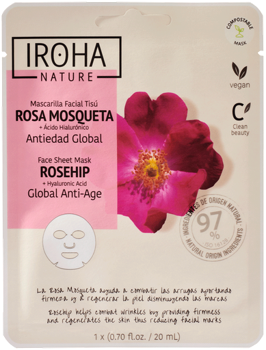 Mascarilla Tisú Rosehip + Ácido Hialurónico Iroha Nature
